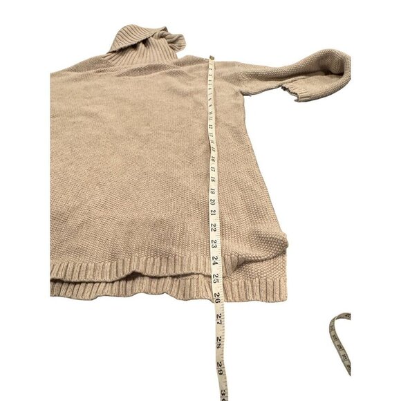 Marled Cable Knit Turtleneck Sweater Beige Cotton/Polyester Womens XL - Picture 4 of 7